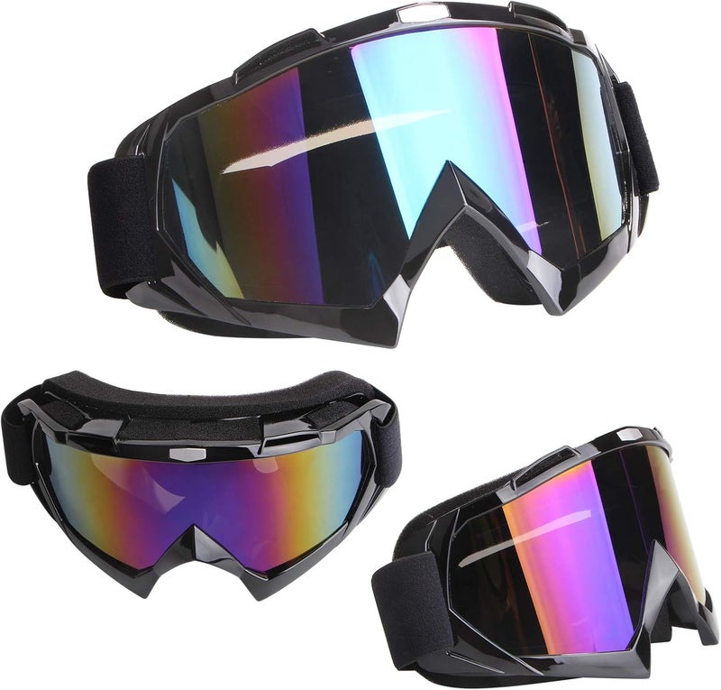 4-FQ Motorcycle Goggles - Dirt Bike & Motocross Goggles, Windproof & Dustproof, Anti-Scratch, Offroad, PU Resin Frame, Black Frame + Color Lens - Image 4